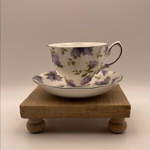 Royal Albert Archive Collection Lilac‎ Lane Platinum Tea Cup and Saucer